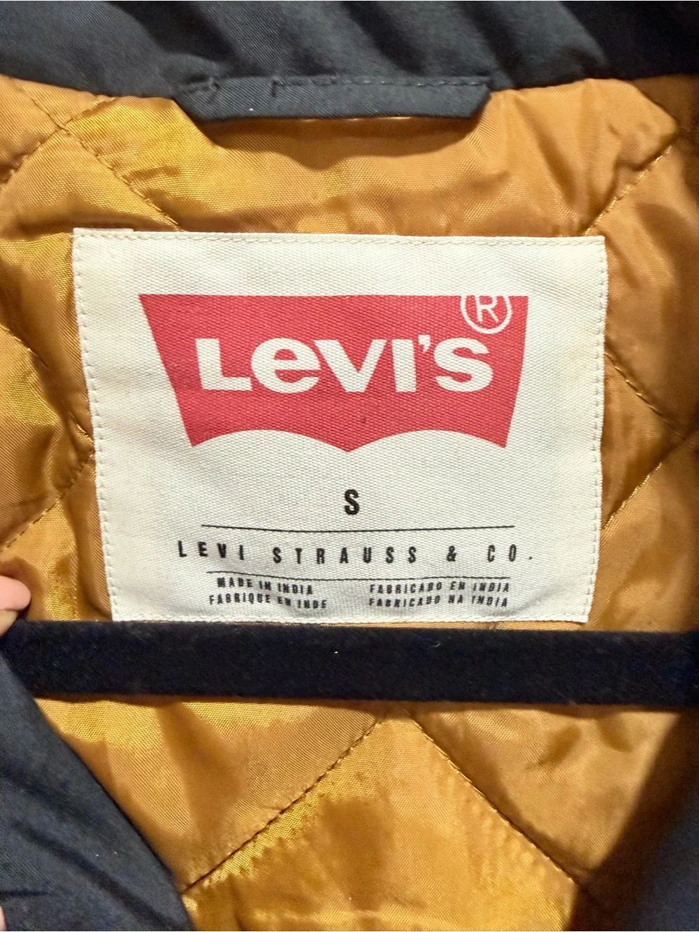 Levi's Dark Gray Quilted Vest with Yellow Trim S